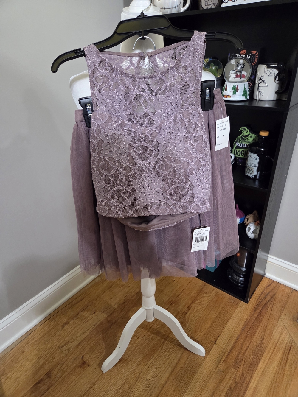 Xtraordinary Mauve Lace Tulle Two Piece Formal Set
